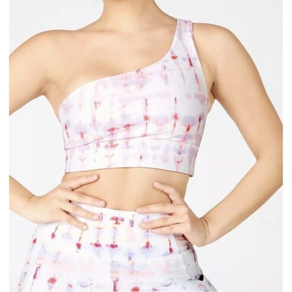 Fabletics Sports Bra Size Medium Harlow One Shoulder Reversible Sway/Guava Pink - Picture 7 of 9